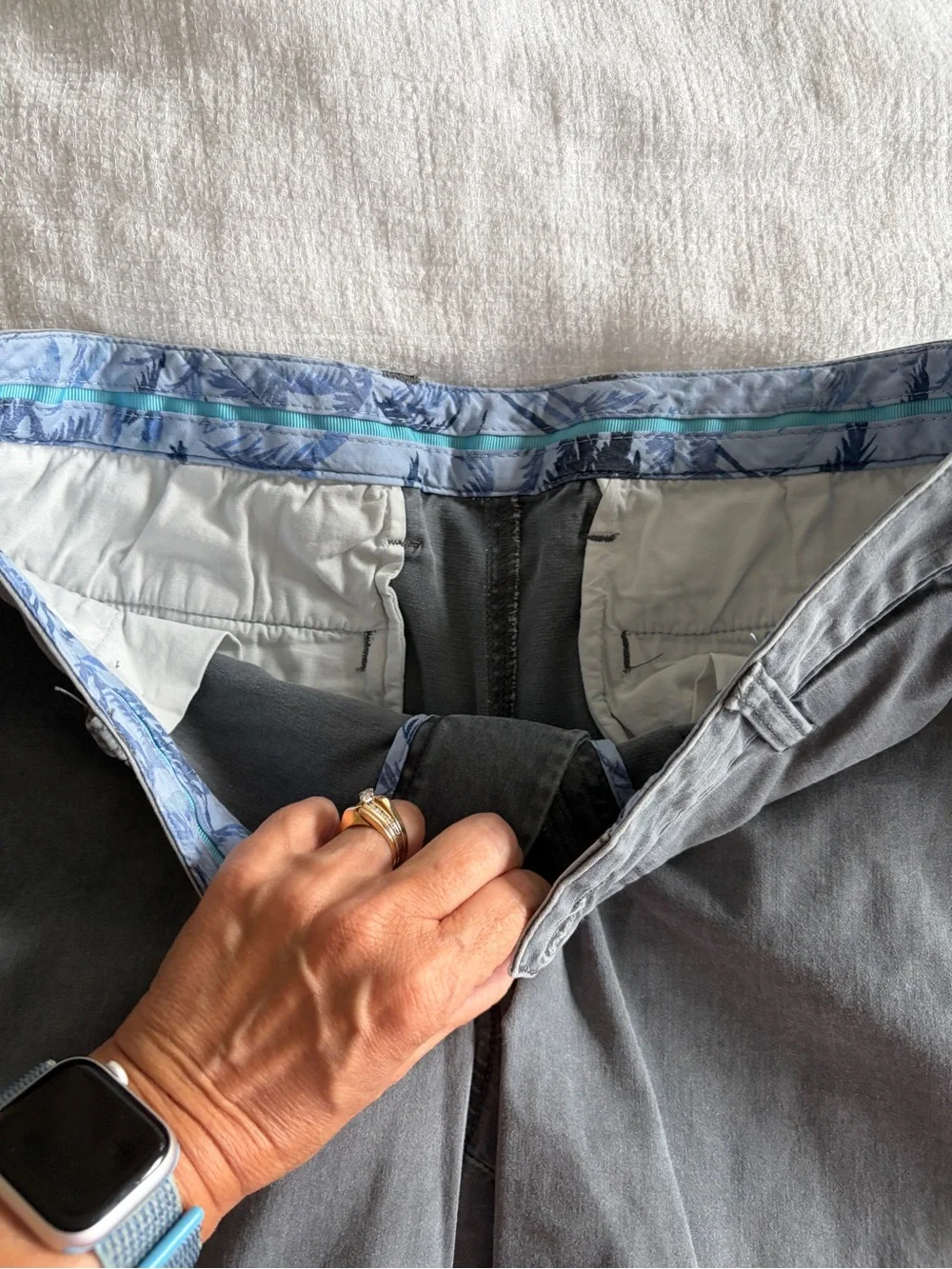 Tommy Bahama Slate Gray Flat Front Cotton Shorts